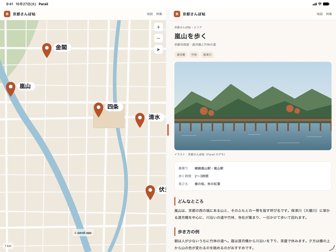iPad の横向きの左右2画面